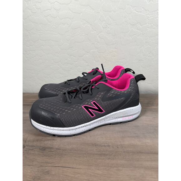 New Balance Wmn's Composite Toe Logic Industrial Work Boot Shoe Grey/Pink Sz 9 - Picture 1 of 6